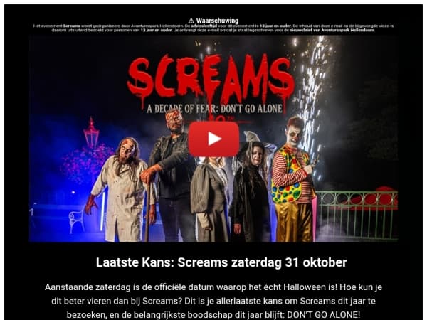 🔥 Laatste kans: beleef Screams op de officiële Halloweendatum (31 okt)!