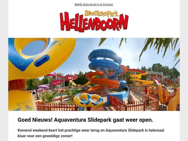 Goed Nieuws! Aquaventura Slidepark gaat weer open.