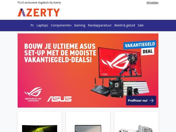 Vakantiegeld-deals op ASUS, Gigabyte, MSI en meer!