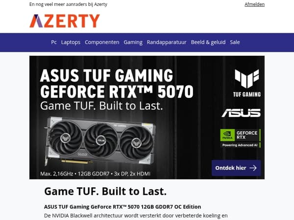 Ontdek de ASUS TUF Gaming GeForce RTX™ 5070