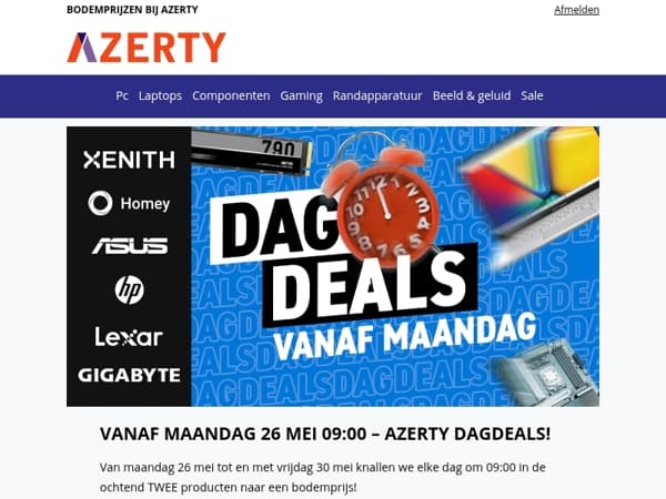 VANAF MAANDAG 26 MEI 09:00 – DAGDEALS!