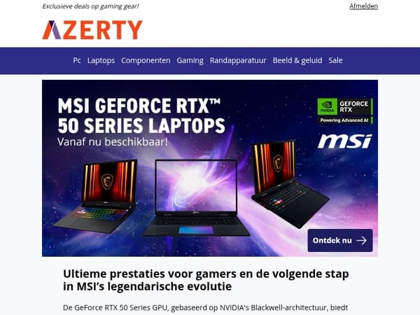 MSI 50 Series-laptops – ontdek ze tijdens de Gaming Weeks bij Azerty!