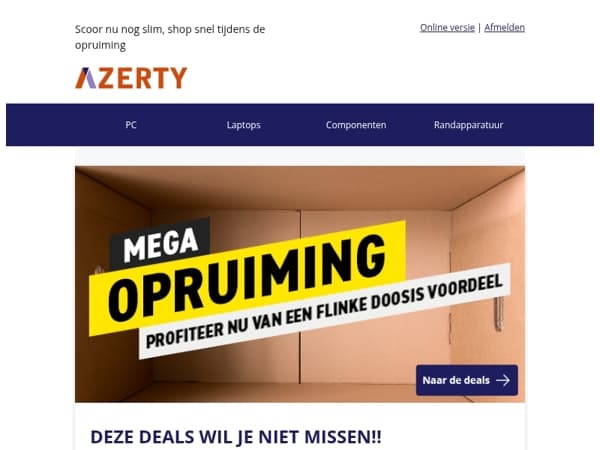 MEGA DEALS TIJDENS DE OPRUIMING
