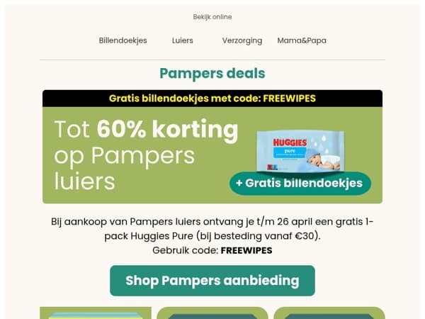 GRATIS billendoekjes 🤩 bij aankoop van luiers!