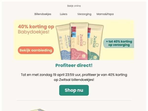 TIJDELIJK ⏰ 40% korting op Zwitsal Doekjes