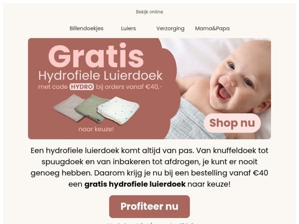 🎁 Gratis hydrofiele luierdoek bij bestellingen vanaf €40,-