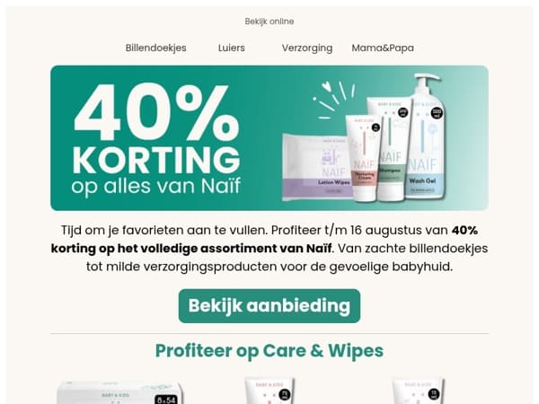 40% korting op Naïf t/m 16 augustus 🤩