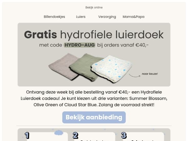 🎁 Gratis hydrofiele luierdoek €40+
