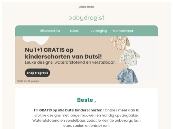 1+1 GRATIS op alle Dutsi kinderschorten