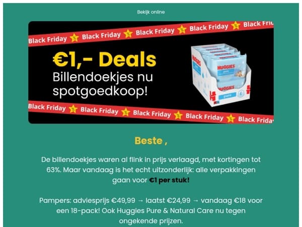 ALLEEN VANDAAG: Billendoekjes voor €1 per verpakking!