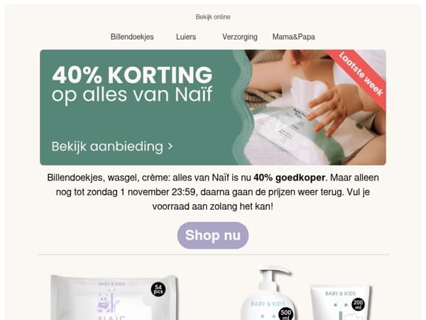 Nog tot zondag: Naïf is 40% goedkoper ⏳