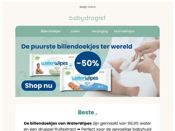 50% korting op WaterWipes | Puur, zacht en duurzaam
