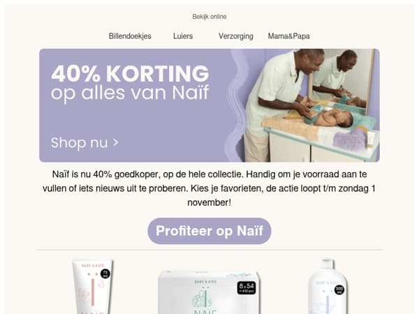 Naïf met 40% korting, voor wie slim bijkoopt 😌