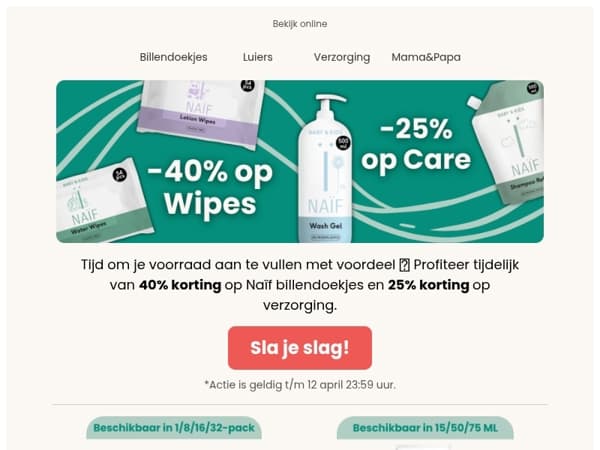 Tot 40% korting op Naïf billendoekjes 🥳