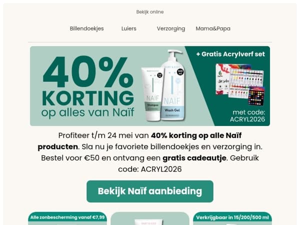 40% korting op Naïf + gratis cadeautje 🎁
