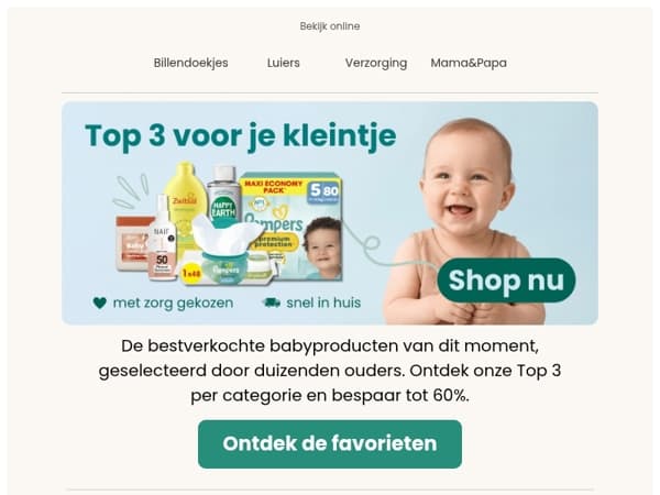 Tot 60% korting op de favorieten van duizenden ouders 🙌
