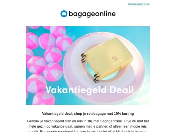 Vakantiegeld deal; shop je reisbagage met 10% korting ☀️