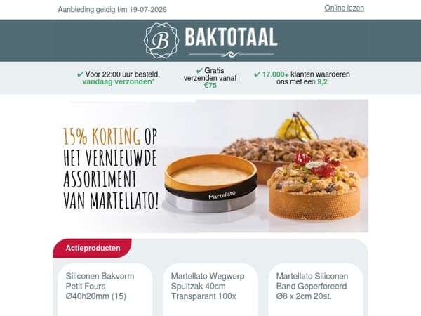 15% korting op het vernieuwde assortiment van Martellato!
