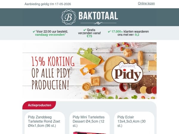 15% korting op alles van Pidy!