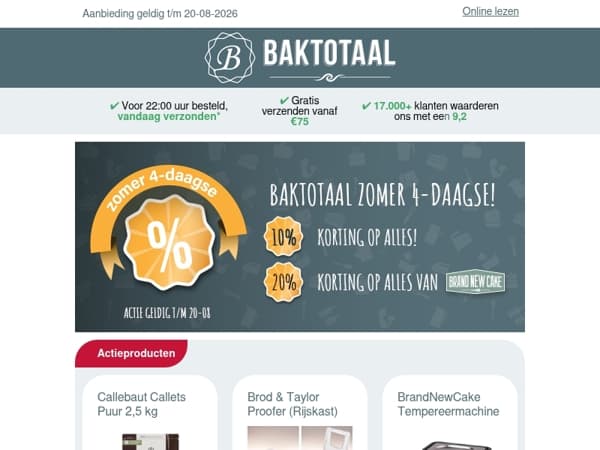 Zomeractie: 10% korting op ALLES en 20% korting op BrandNewCake!