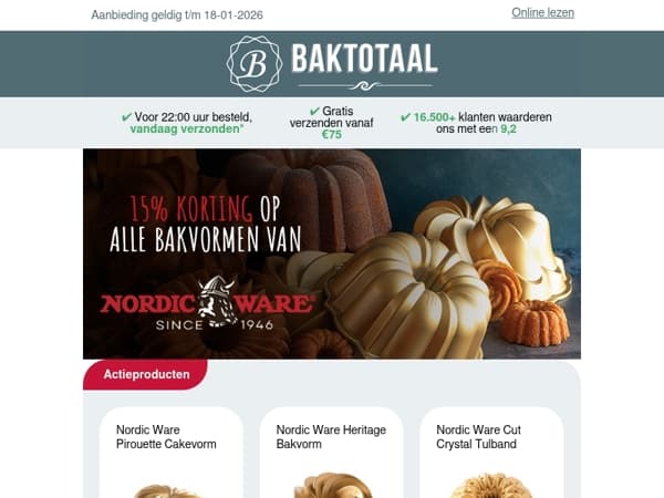 15% korting op alle Nordic Ware vormen!