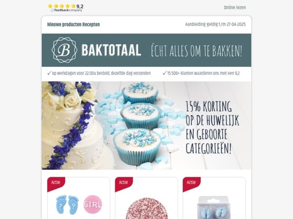 15% korting op de Huwelijk en Geboorte categorieën!