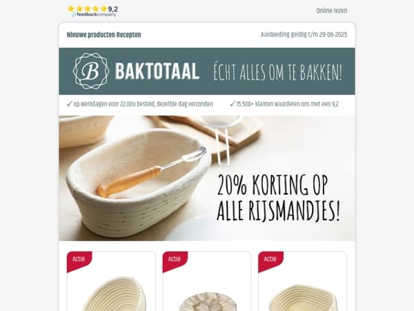 20% korting op alle Rijsmandjes!