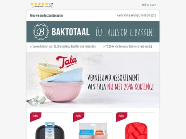Vernieuwd assortiment van Tala: Nu met 20% korting!