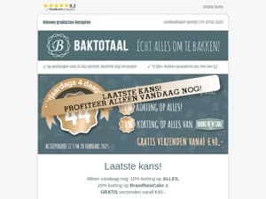 LAATSTE KANS: 10% korting op ALLES & GRATIS verzenden vanaf €40!