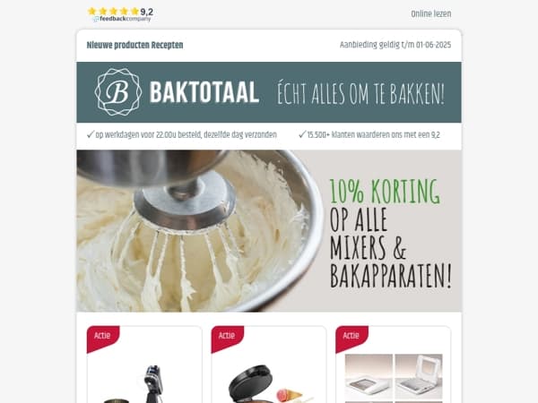 10% korting op alle Mixers en Bakapparaten!