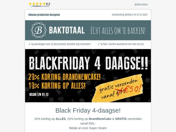 10% korting op ALLES & 20% korting op BrandNewCake!