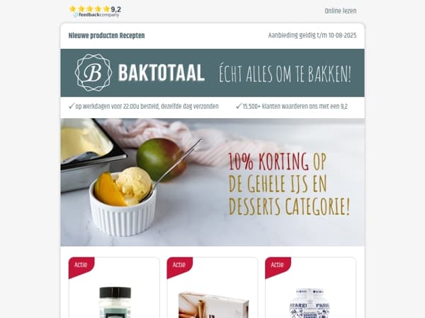 10% korting op de gehele IJs en Desserts categorie!