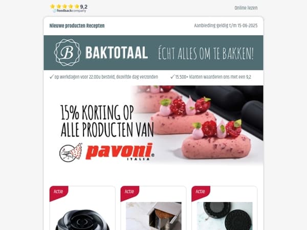 15% korting op alle Pavoni producten!