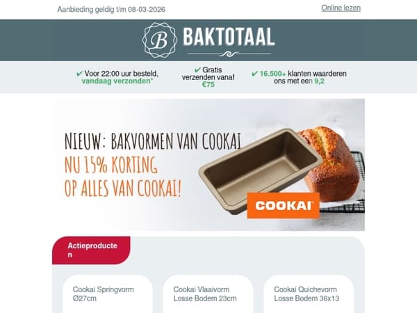  15% introductiekorting op alle Cookai bakvormen!