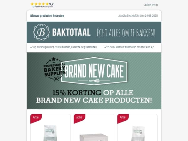 15% korting op alle BrandNewCake producten!