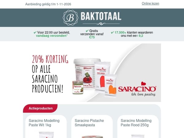 20% korting op alle Saracino producten!