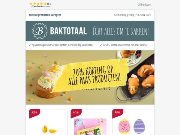 20% korting op alle Paas producten!