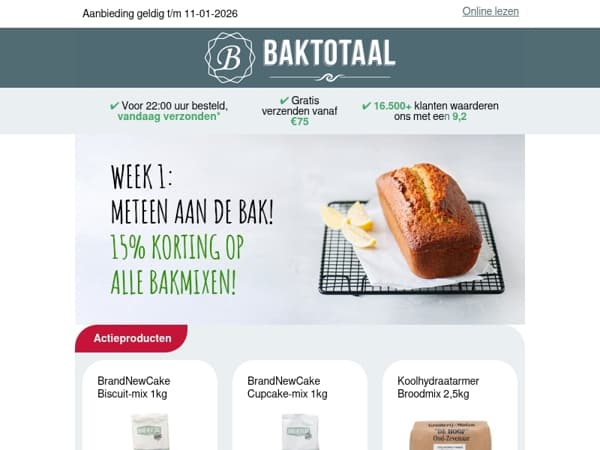 Meteen aan de bak! 15% korting op alle Bakmixen!