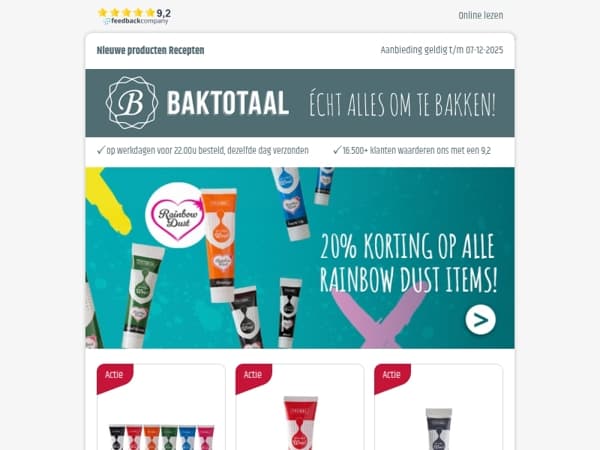 20% korting op alle Rainbow Dust items!