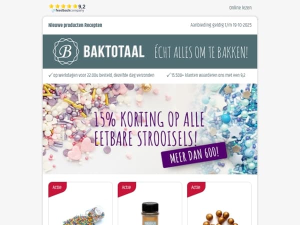 15% korting op alle Eetbare Strooisels! (meer dan 600!)