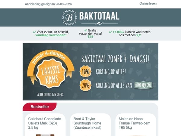 Alleen vandaag nog: 10% korting op ALLES en 20% korting op BrandNewCake!