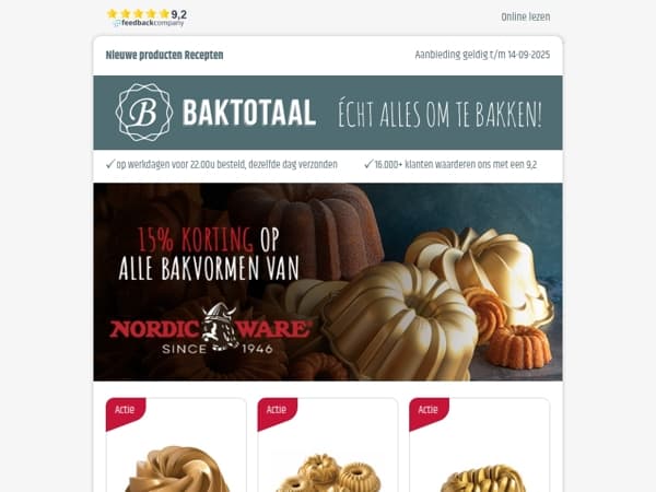 15% korting op alle Nordic Ware vormen!