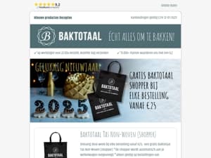 Gelukkig Nieuwjaar! Gratis Baktotaal Shopper bij elke bestelling vanaf €25