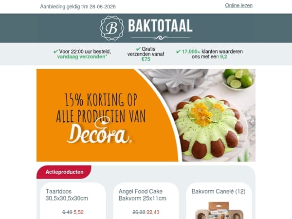 15% korting op alle producten van Decora!