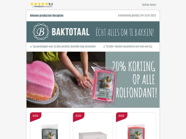 20% korting op alle Rolfondant!
