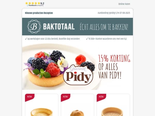 15% korting op alles van Pidy!