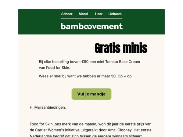 Een gratis mini-crème van tomatenschil