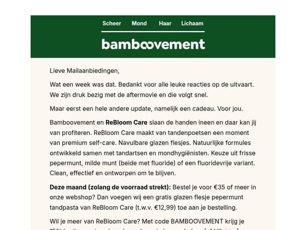 Iets leuks van ons voor jou: een cadeau van ReBloom Care