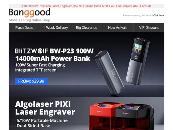 🔋14000mAh + 100W Fast Charge $39.99 | $29.99 BlitzWolf AI Health Monitoring Smart Glasses.