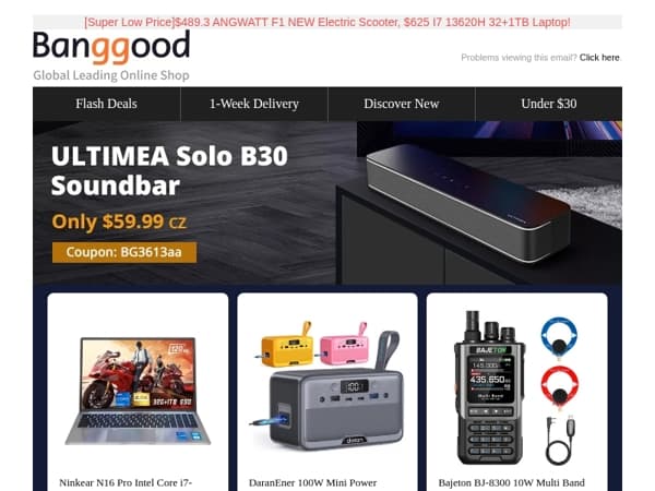 [New Release!] $84.83 DaranEner 89.6Wh Powerbank! $59.99 ULTIMEA B30 Soundbar! $37.99 Zeblaze Vibe 8 Sapphire Lens Smartwatch!